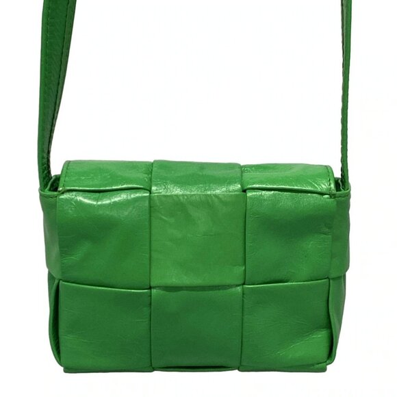Auth BOTTEGA VENETA Candy cassette,Maxi intrecciato - Green Leather Shoulder Bag - Picture 2 of 16
